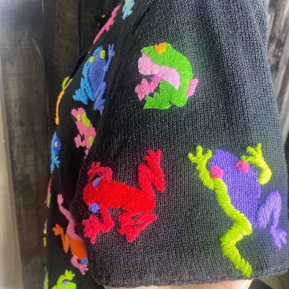 Michael Simon vintage 90's jumping frogs sweater - Picture 3 of 9